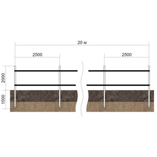 Забор 20м с каркасом, сваи 57/3500