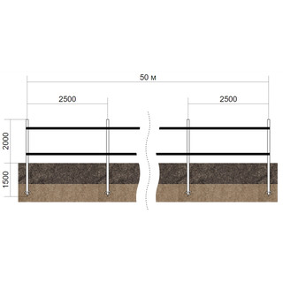 Забор 50м с каркасом, сваи 57/3500