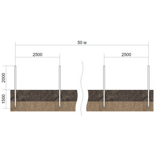 Забор 50м, сваи 57/3500